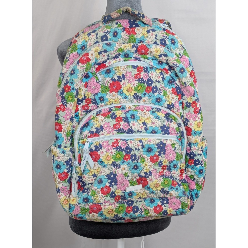 Vera Bradley Floral Campus Backpack Laptop Bag Multicolor 20" School Travel